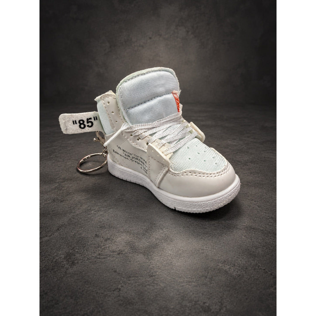 Mini High-Top Sneaker Keychain — White & Light Gray