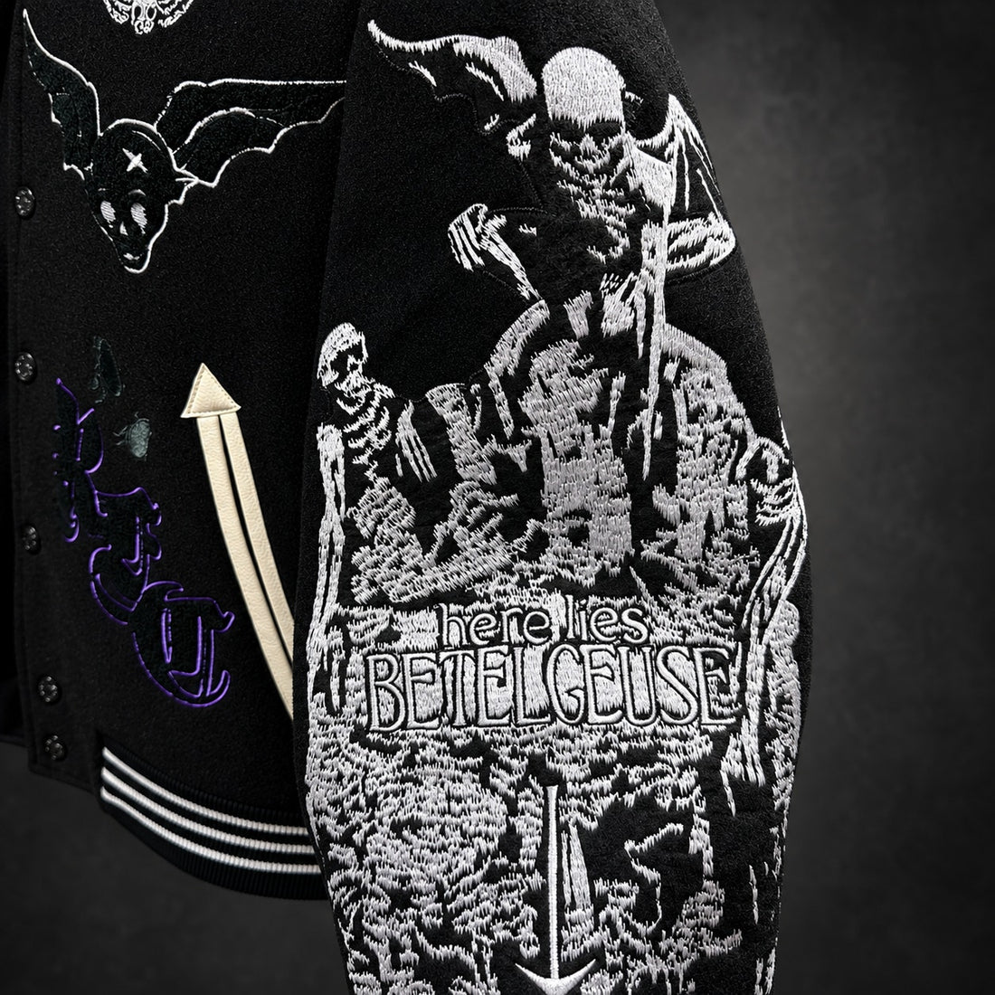 Civil Regime x Beetlejuice Lydia Varsity Jacket — Black & White - M (RH-071)
