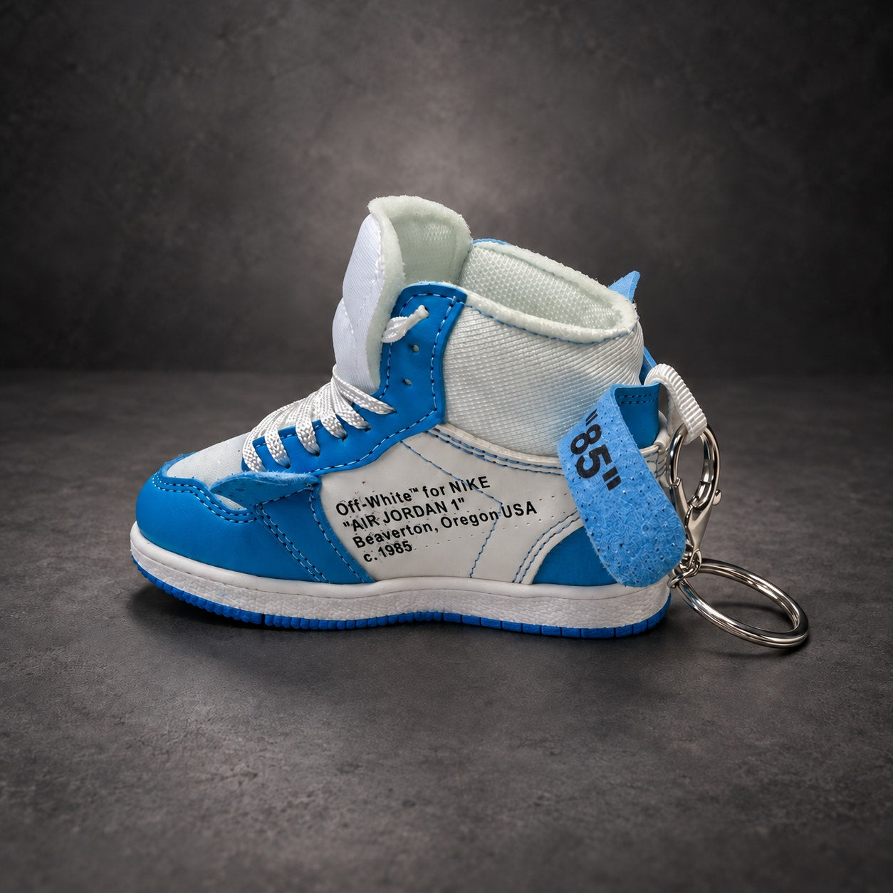 Mini High-Top Sneaker Keychain — Blue & White