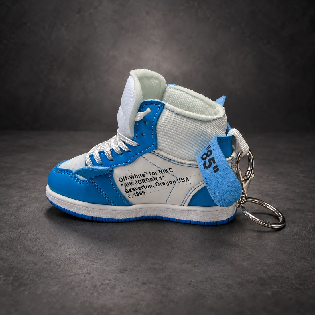 Mini High-Top Sneaker Keychain — Blue & White