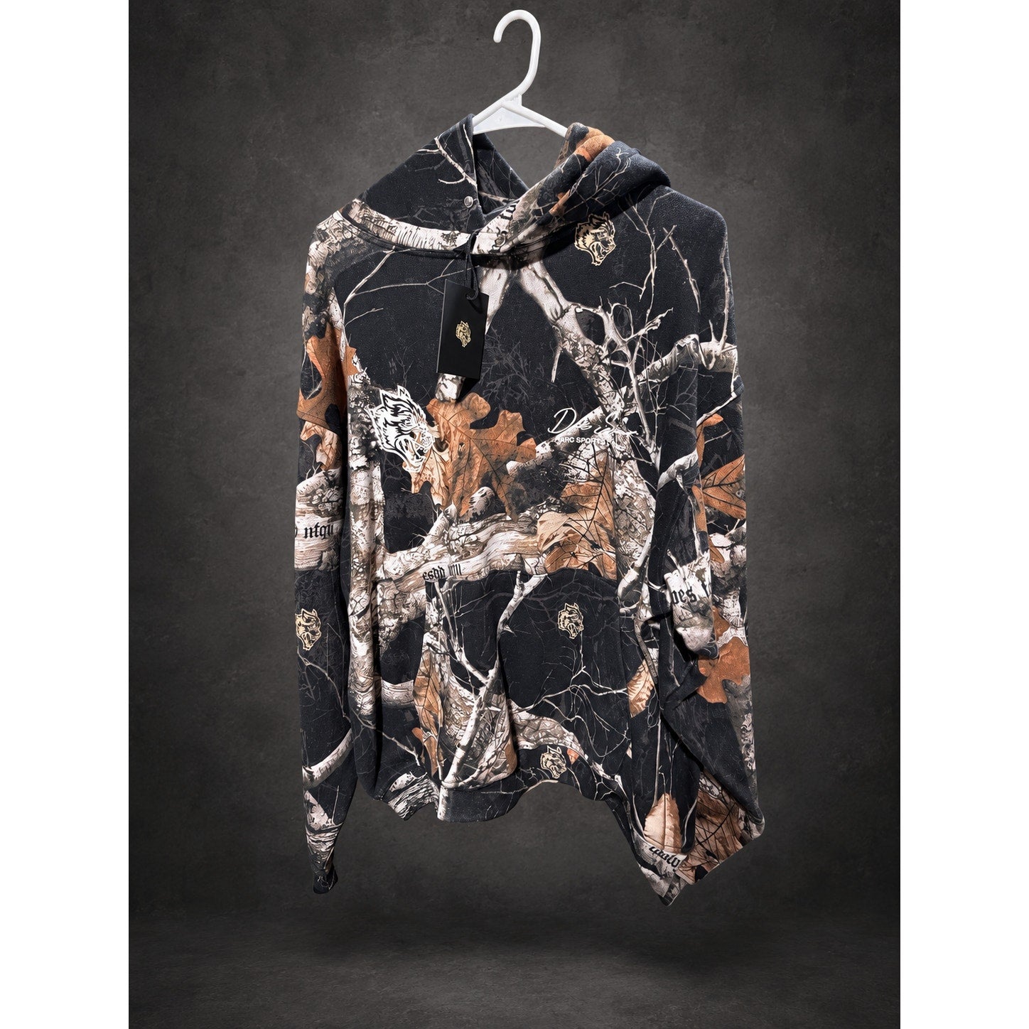 Darc Sport Wolf Graphic Camo Hoodie — Black & Brown RH-138