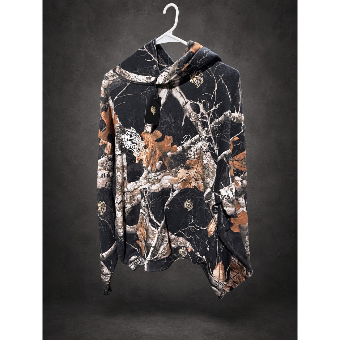 Darc Sport Wolf Graphic Camo Hoodie — Black & Brown RH-138