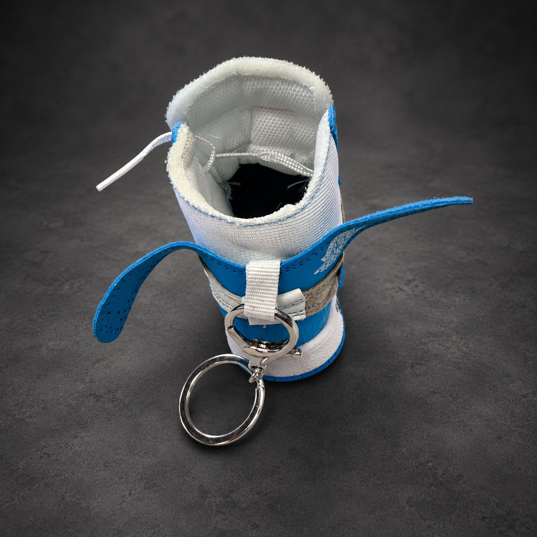Mini High-Top Sneaker Keychain — Blue & White