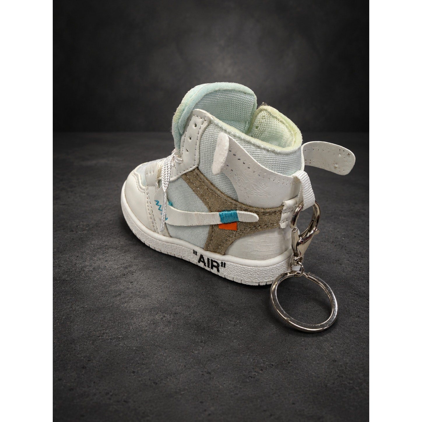Mini High-Top Sneaker Keychain — White & Light Gray