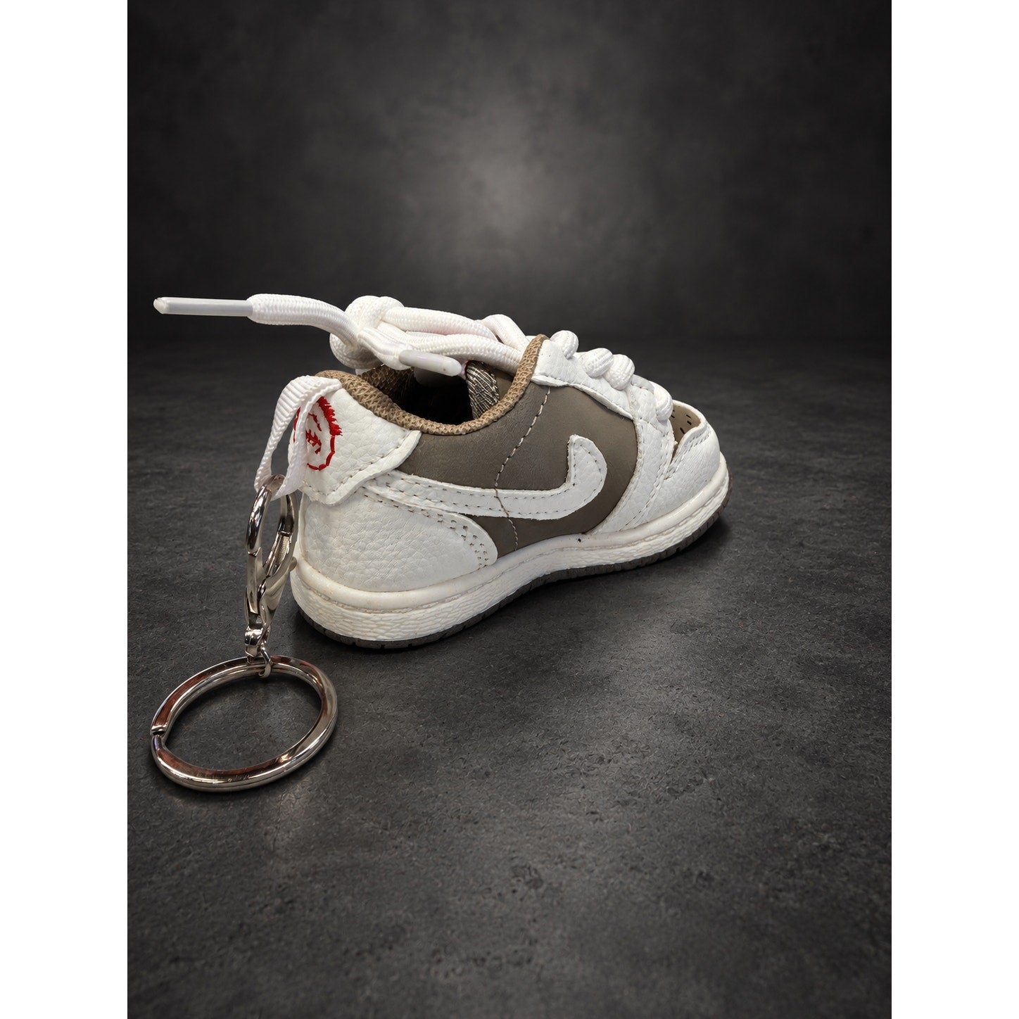 Mini Low-Top Sneaker Keychain — Mocha Brown & White