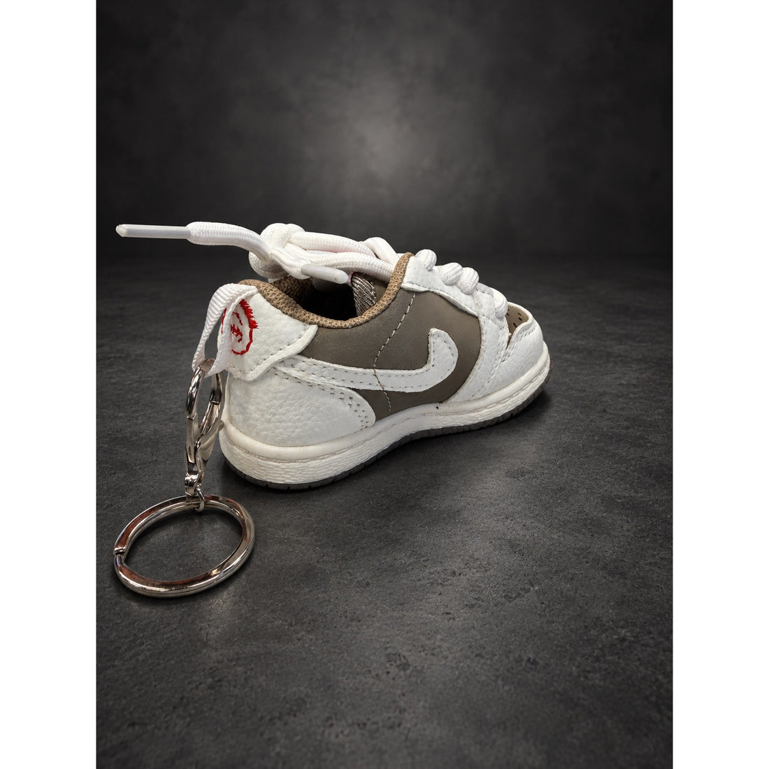 Mini Low-Top Sneaker Keychain — Mocha Brown & White