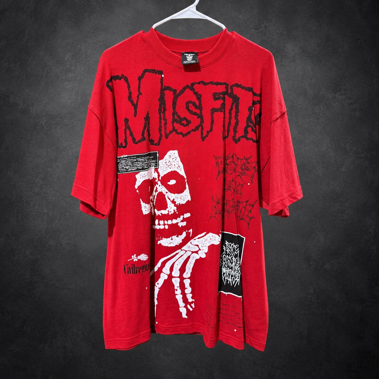 Civil Regime x Misfits Skull Graphic T-Shirt Oversized — Red RH-086