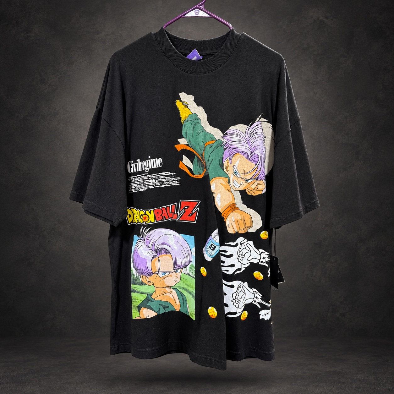 Civil Regime x Dragon Ball Z Trunks Graphic T-Shirt Oversized — Black RH-089