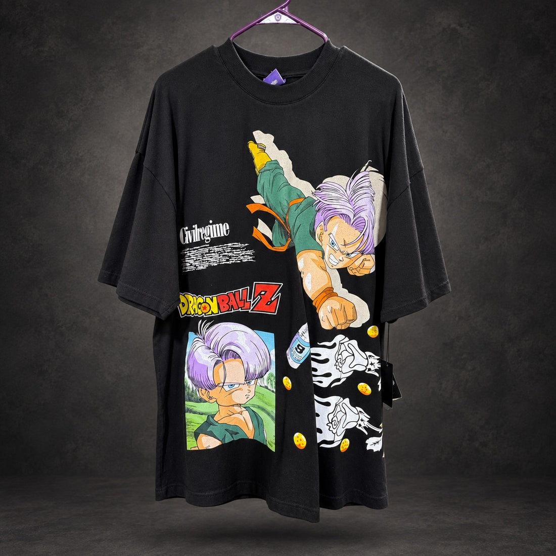 Civil Regime x Dragon Ball Z Trunks Graphic T-Shirt Oversized — Black RH-089