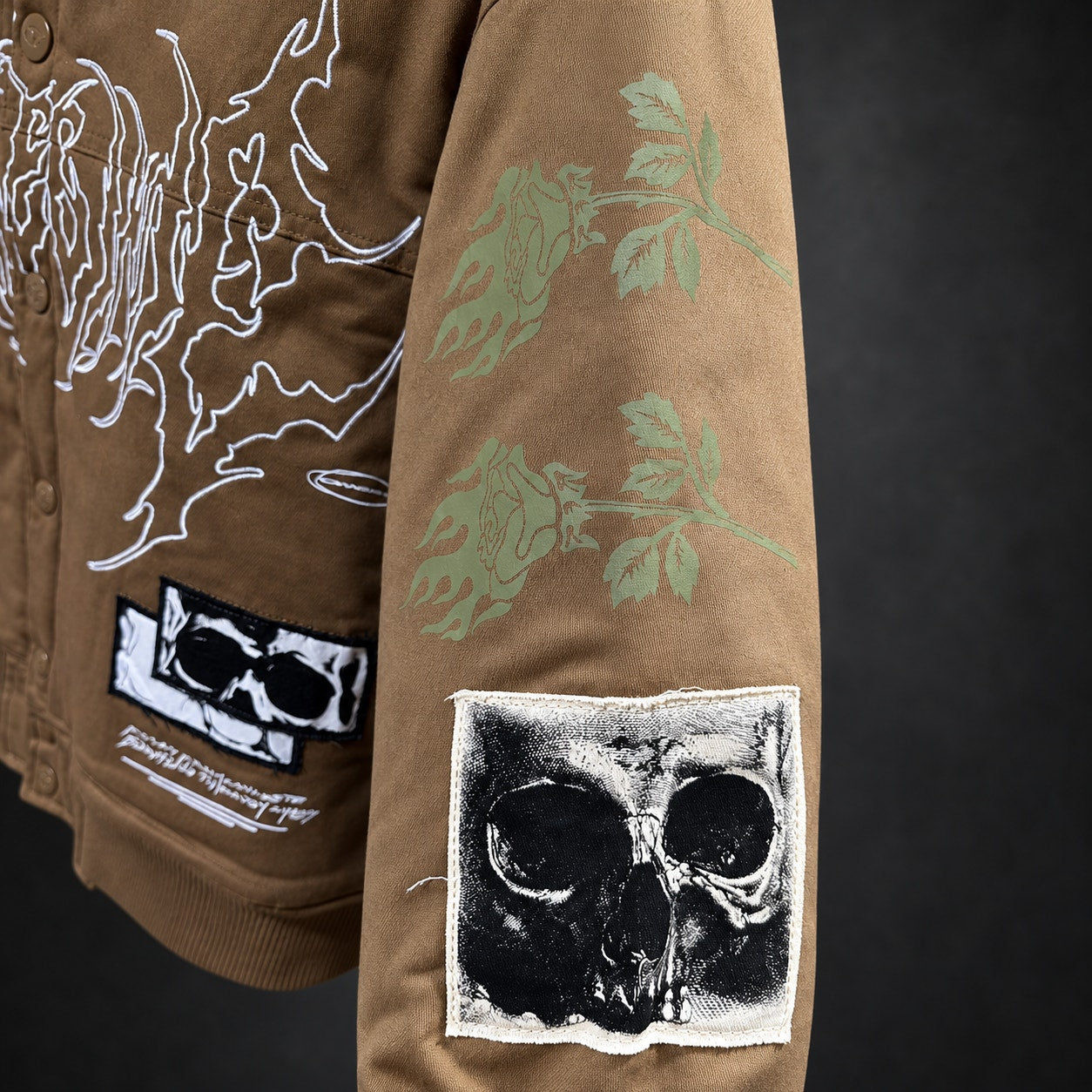Civil Regime Graphic Bomber Jacket — Brown XL (RH-072)