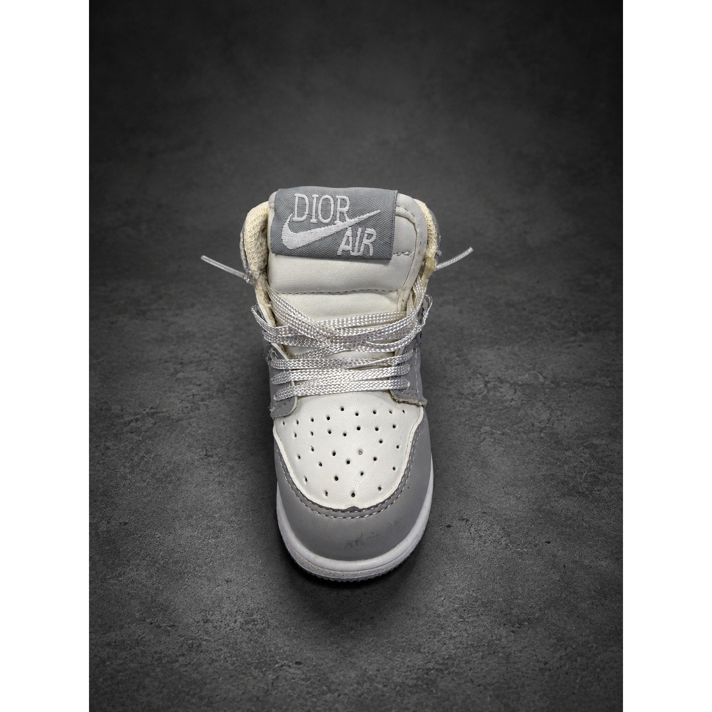 Mini High-Top Sneaker Keychain — Gray & White