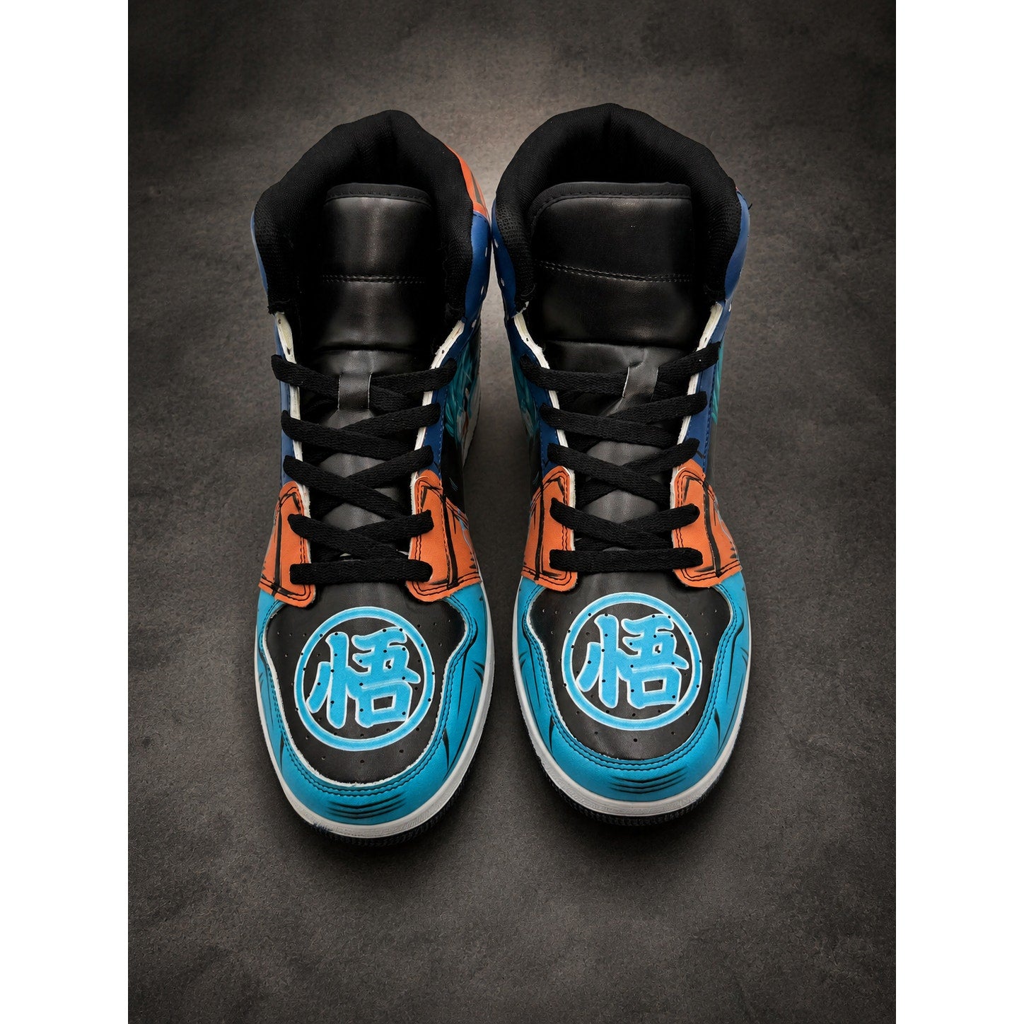 Custom D.B.Z. Anime Graphic High-Top Sneakers — Blue — Men’s EU 43 (RH-128)